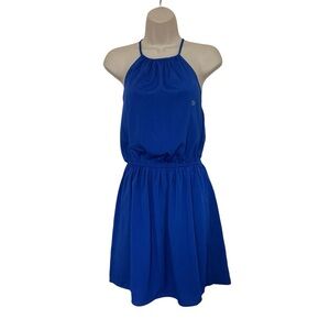 NWT American Eagle Royal Blue High Neck Sleeveless Dress Size Small Button Neck